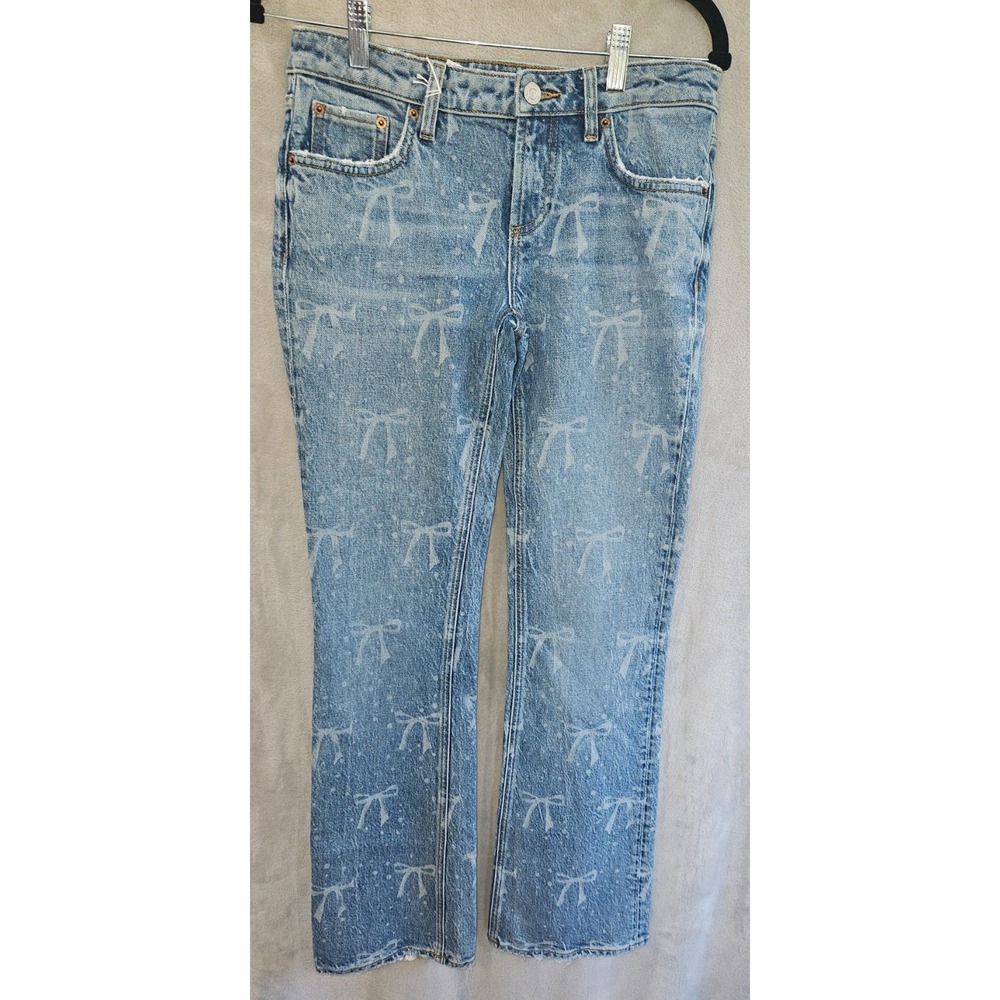Baykan Denim Sample Ribbon Jeans 1 of a Kind Bow Pattern Coquette Y2K Balletcore - Picture 2 of 10